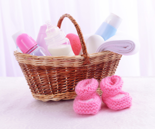 Baby bottles, sterilisers, baby baskets, food